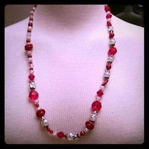 Long red and clear beads